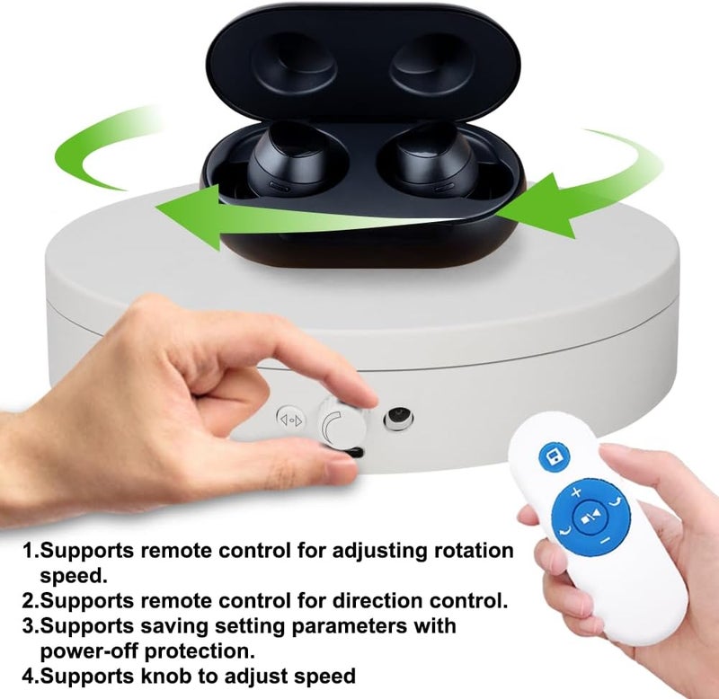 ComXim Knob Speed Adjustment Remote Control Motorized Rotating Display Stand 3d scanner Electric Turntable rotating platform for Photography Shows,Jewelry,Watch,3D Models,Support AAA & charging - Image 4